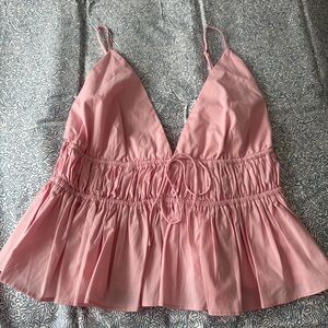 WAYF Pink Peplum Top